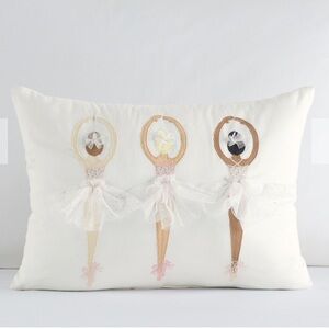 NWT Decorative Ballet Dancer Embroidered Throw Pillow - Cream